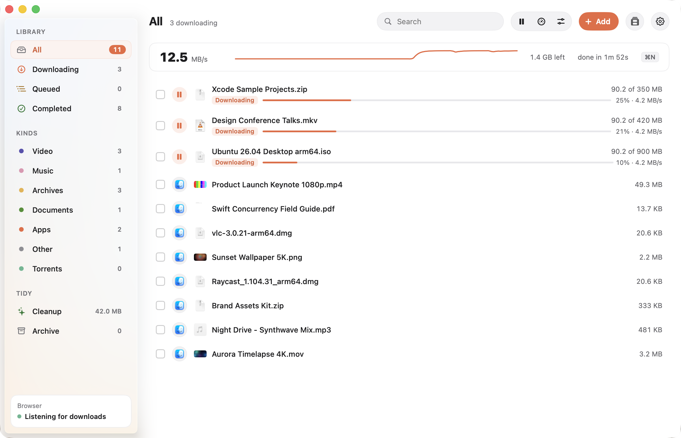 Anchor's main window with downloads in progress
