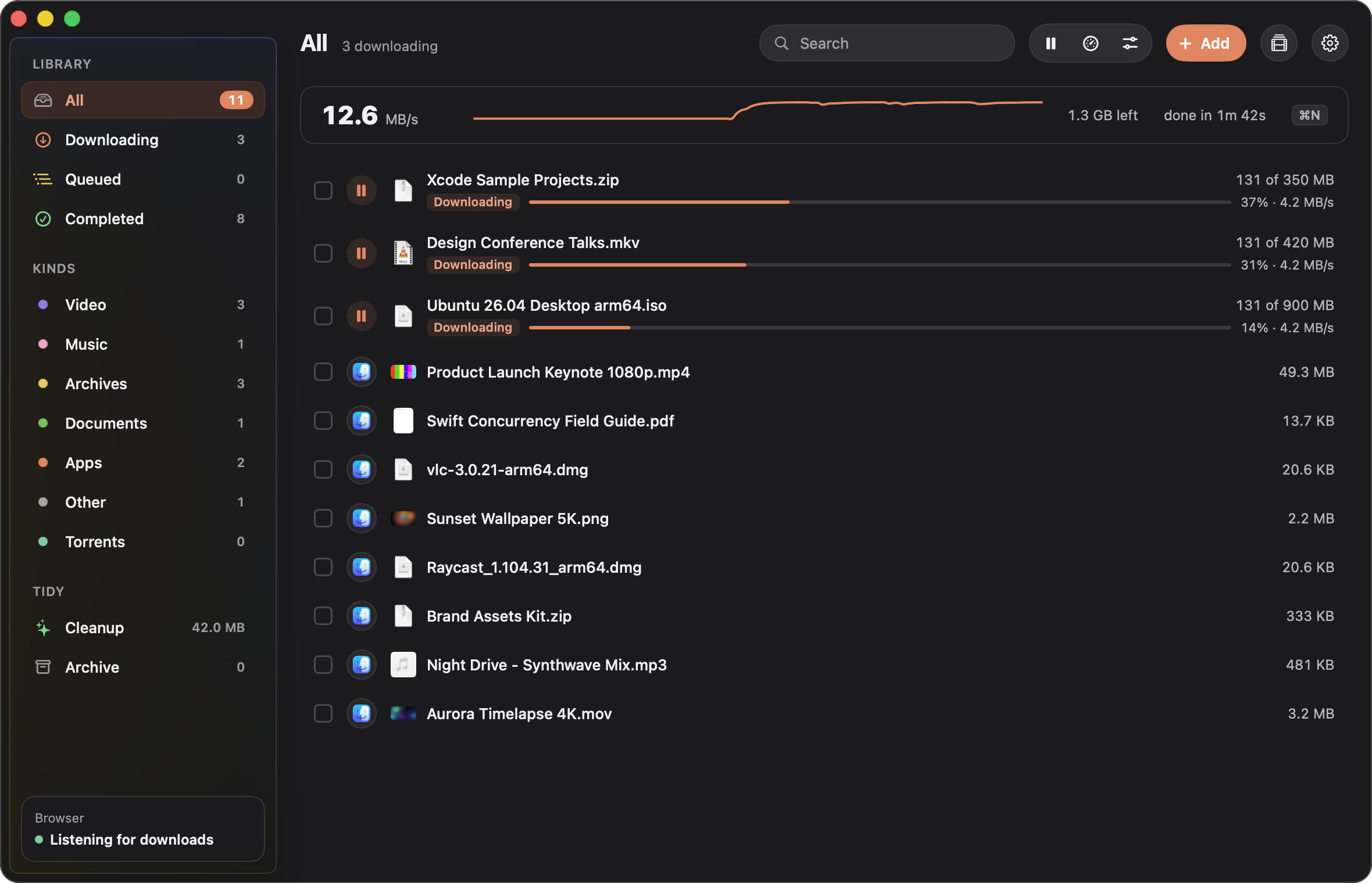 Anchor's main window with downloads in progress